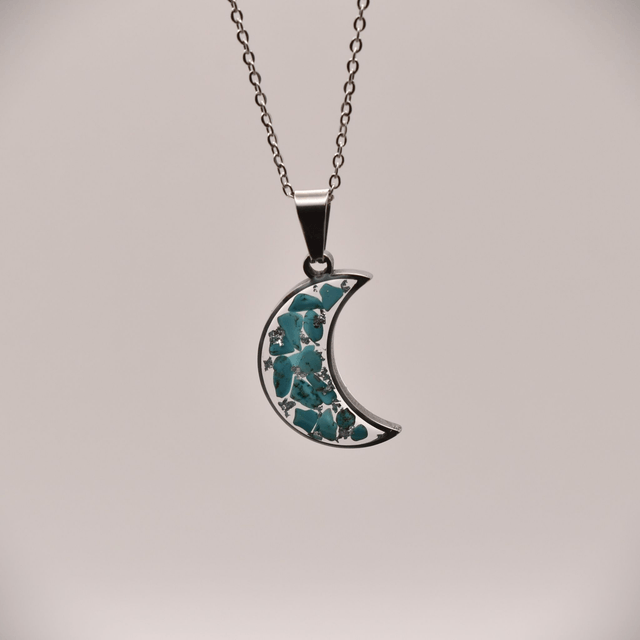 Moon pendant with turquoise