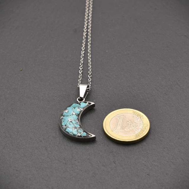Moon pendant with turquoise